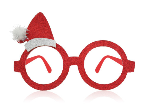 Christmas glasses Santa Claus Hat - red with glitter