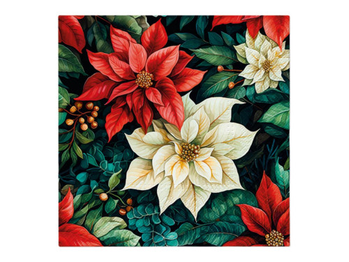Decorative napkins - Paw - Poinsettia On Black, 20 pcs.