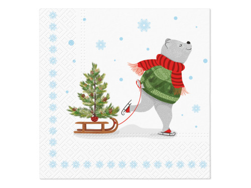 Serwetki ozdobne - Paw - Skating Bear, 20 szt.