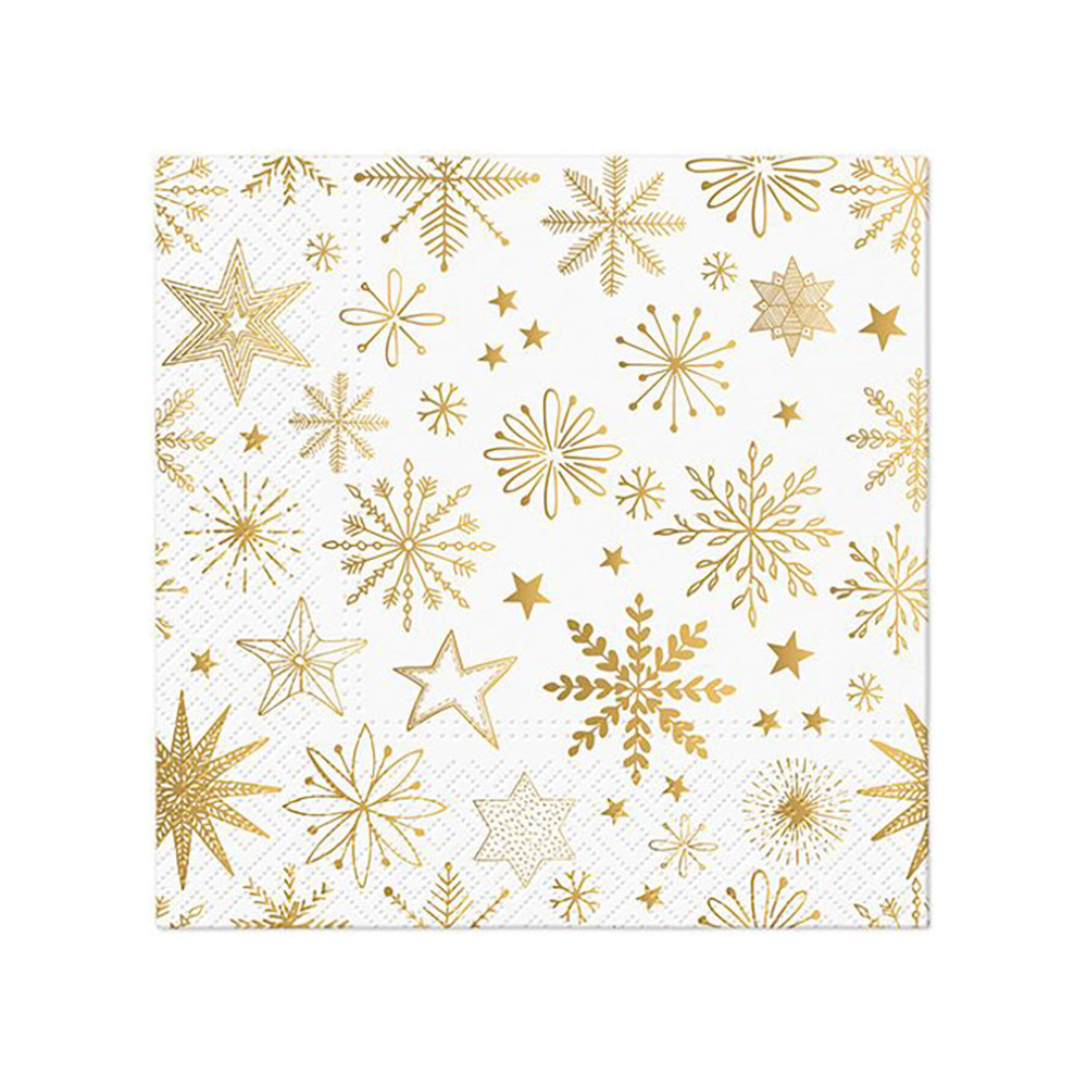 Decorative napkins - Paw - Shiny Snowflakes, 20 pcs.