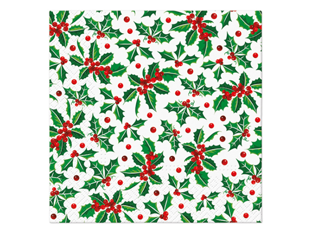 Decorative napkins - Paw - Holly Pattern, 20 pcs.