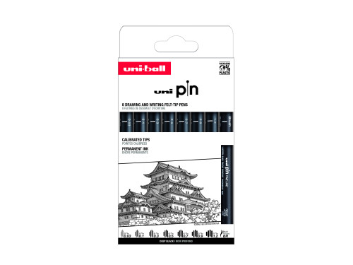 Set of fineliner pens Pin 200 - Uni - 0,03-1,2 mm, 8 pcs.