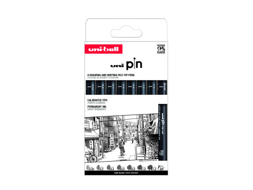 Zestaw cienkopisów kreślarskich Pin 200 - Uni - 0,05-1,2 mm, 8 szt.
