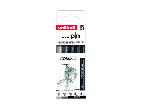 Set of fineliner pens Pin 200 Comics - Uni - 5 pcs.