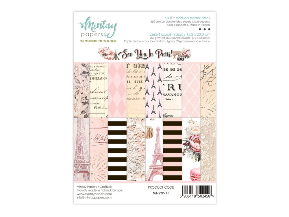 Zeszyt uzupełniający z papierami do scrapbookingu - Mintay - See You In Paris