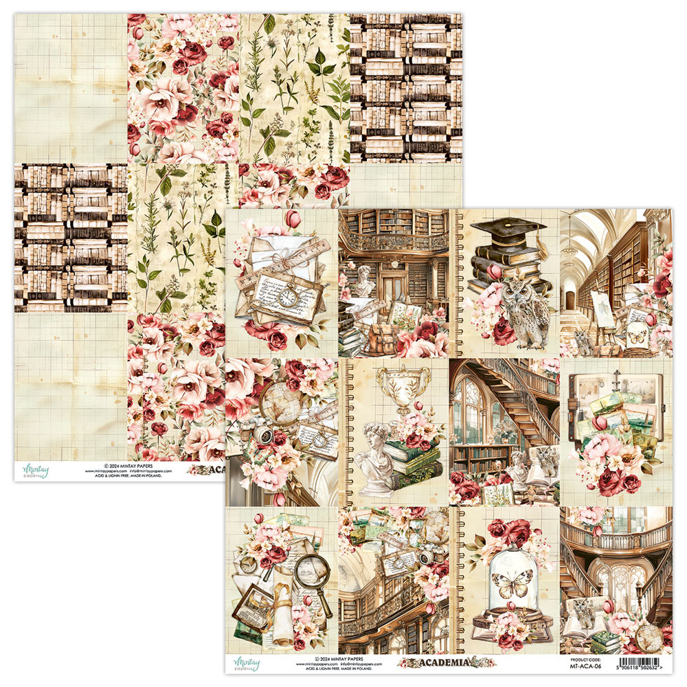 Scrapbooking paper 30,5 x 30,5 cm - Mintay - Academia 06