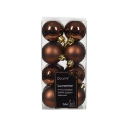 Shatterproof baubles - espresso, 4 cm, 16 pcs.