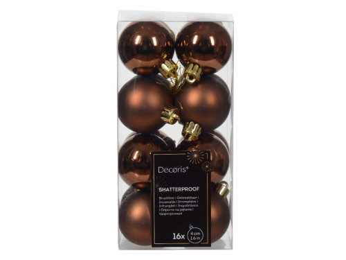 Bombki choinkowe nietłukące - espresso, 4 cm, 16 szt.