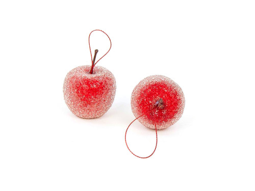 Christmas pendants frosted Apples - red, 12 pcs.