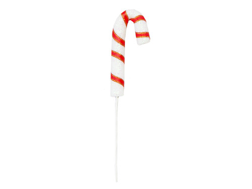 Candy cane on a stick - red & white, 21 cm, 4 pcs.