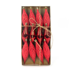 Shatterproof Icicle baubles - red, 15 cm, 12 pcs.