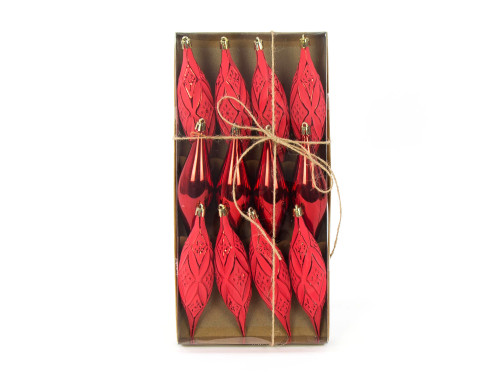 Shatterproof Icicle baubles - red, 15 cm, 12 pcs.