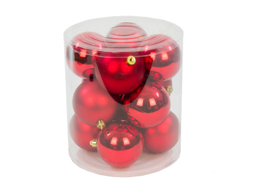 Bombki choinkowe nietłukące - czerwone, 6 cm, 12 szt.