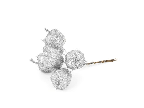 Jabłuszka na druciku wiązka - srebrne, 2 cm, 6 szt.