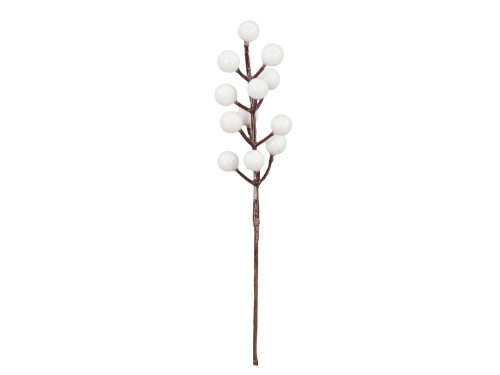 Christmas branch with rowan berry - white, 23 cm