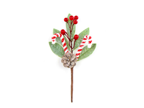 Christmas branch with candy canes - 25 cm