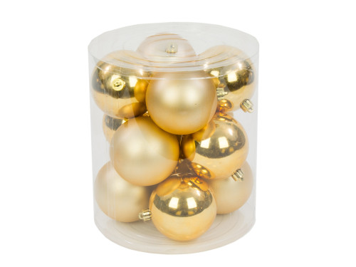 Shatterproof baubles - gold, 6 cm, 12 pcs.