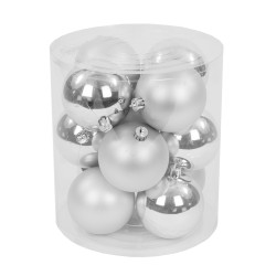 Shatterproof baubles - silver, 6 cm, 12 pcs.