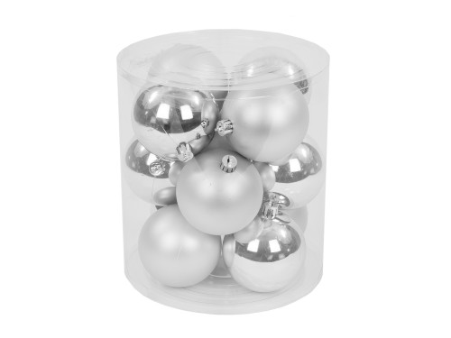 Bombki choinkowe nietłukące - srebrne, 6 cm, 12 szt.