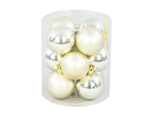 Shatterproof baubles - champagne, 6 cm, 12 pcs.