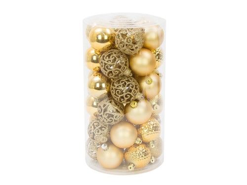 Bombki choinkowe nietłukące - złote, 6 cm, 36 szt.
