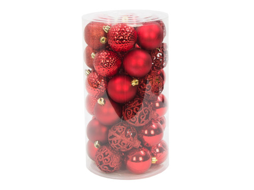Shatterproof baubles - red, 6 cm, 36 pcs.