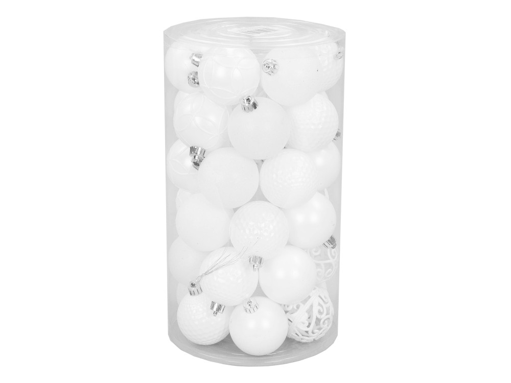 Bombki choinkowe nietłukące - białe, 6 cm, 36 szt.