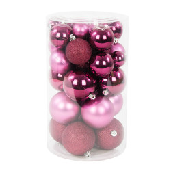 Shatterproof baubles - pink, 4-8 cm, 36 pcs.