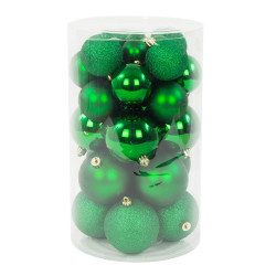 Shatterproof baubles - green, 4-8 cm, 36 pcs.