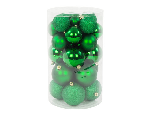 Bombki choinkowe nietłukące - zielone, 4-8 cm, 36 szt.