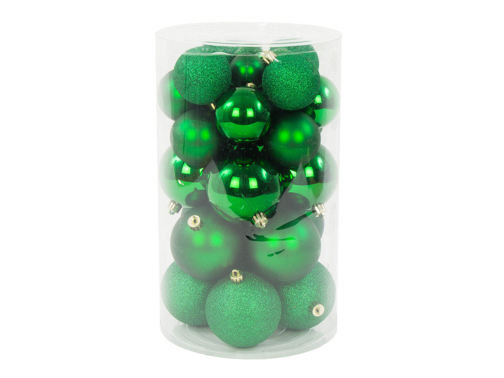 Bombki choinkowe nietłukące - zielone, 4-8 cm, 36 szt.