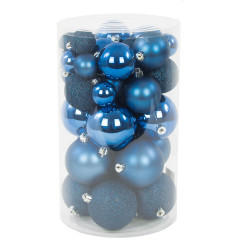 Shatterproof baubles - blue, 4-8 cm, 36 pcs.