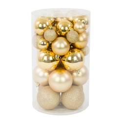 Shatterproof baubles - gold, 4-8 cm, 36 pcs.