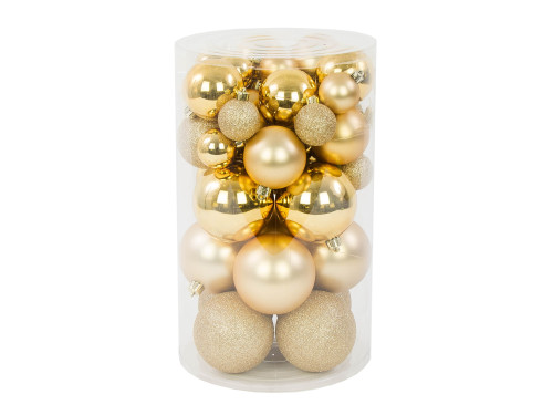 Shatterproof baubles - gold, 4-8 cm, 36 pcs.