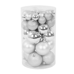 Shatterproof baubles - silver, 4-8 cm, 36 pcs.