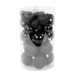 Shatterproof baubles - black, 4-8 cm, 36 pcs.