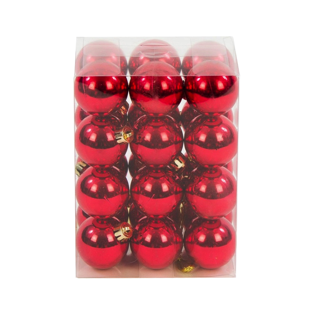 Shatterproof baubles - red, 4 cm, 24 pcs.