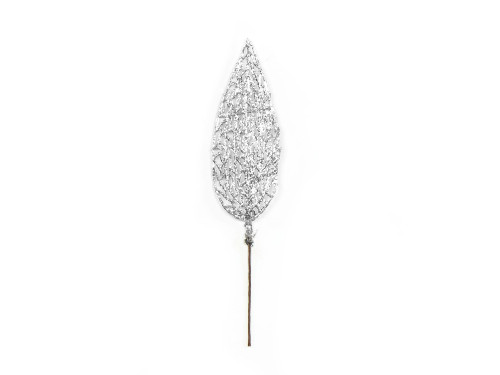 Glitter leaf - silver, 22 cm