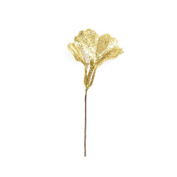 Glitter Ginkgo branch - gold, 12 cm