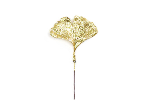 Glitter Ginkgo branch - gold, 14 cm