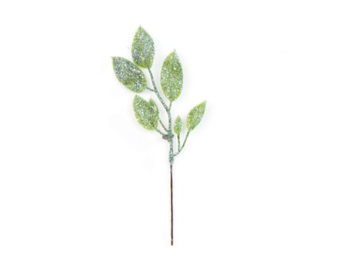 Gałązka brokatowa Eukaliptus - zielona, 20 cm