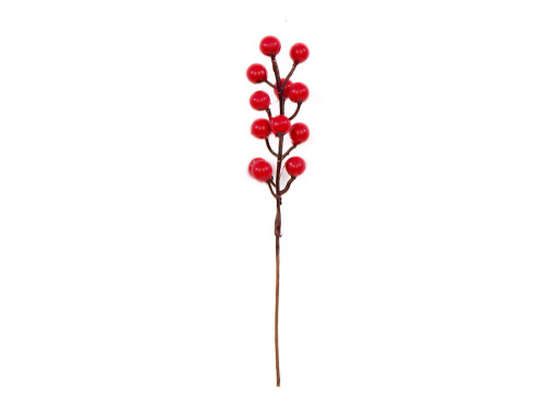 Christmas branch with rowan berry - red, 23 cm