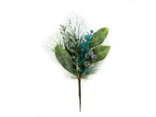 Snow-covered Christmas tree branch - green, 39 cm