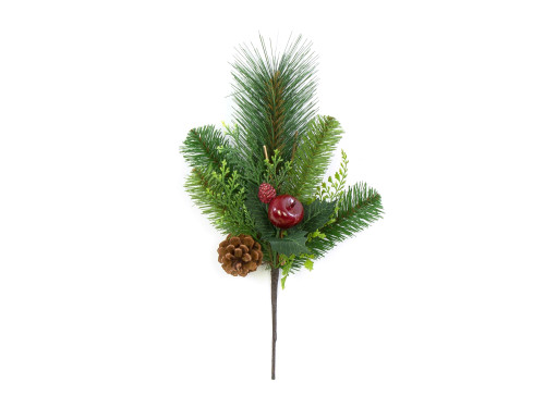 Christmas tree branch with pinecone and apple - green, 40 cm
