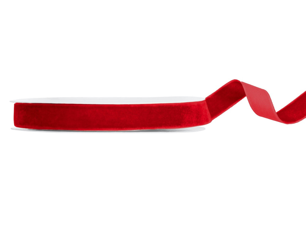 Velvet ribbon - red, 1,5 cm x 10 m