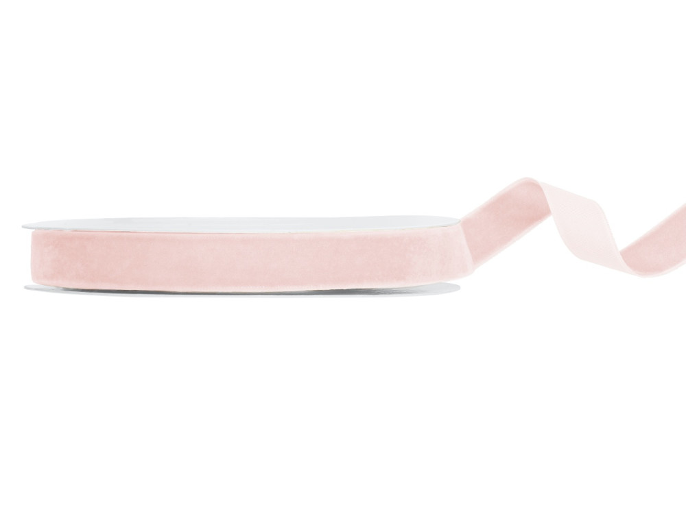 Velvet ribbon - light pink, 1,5 cm x 10 m