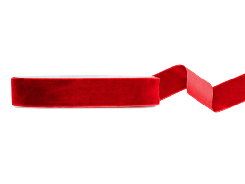 Velvet ribbon - red, 1,5 cm x 10 m