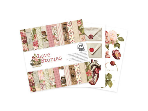 Set of scrapbooking papers 15,3 x 15,3 cm - Piątek Trzynastego - Love Stories