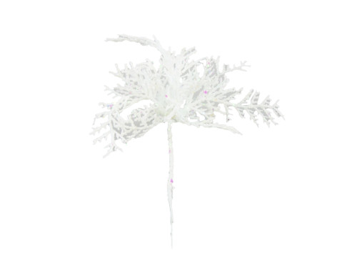 Christmas snow-covered Cedar branch - white, 22 cm