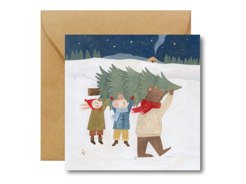 Greeting card - Hi Little - Christmas preparations, 14,5 x 14,5 cm